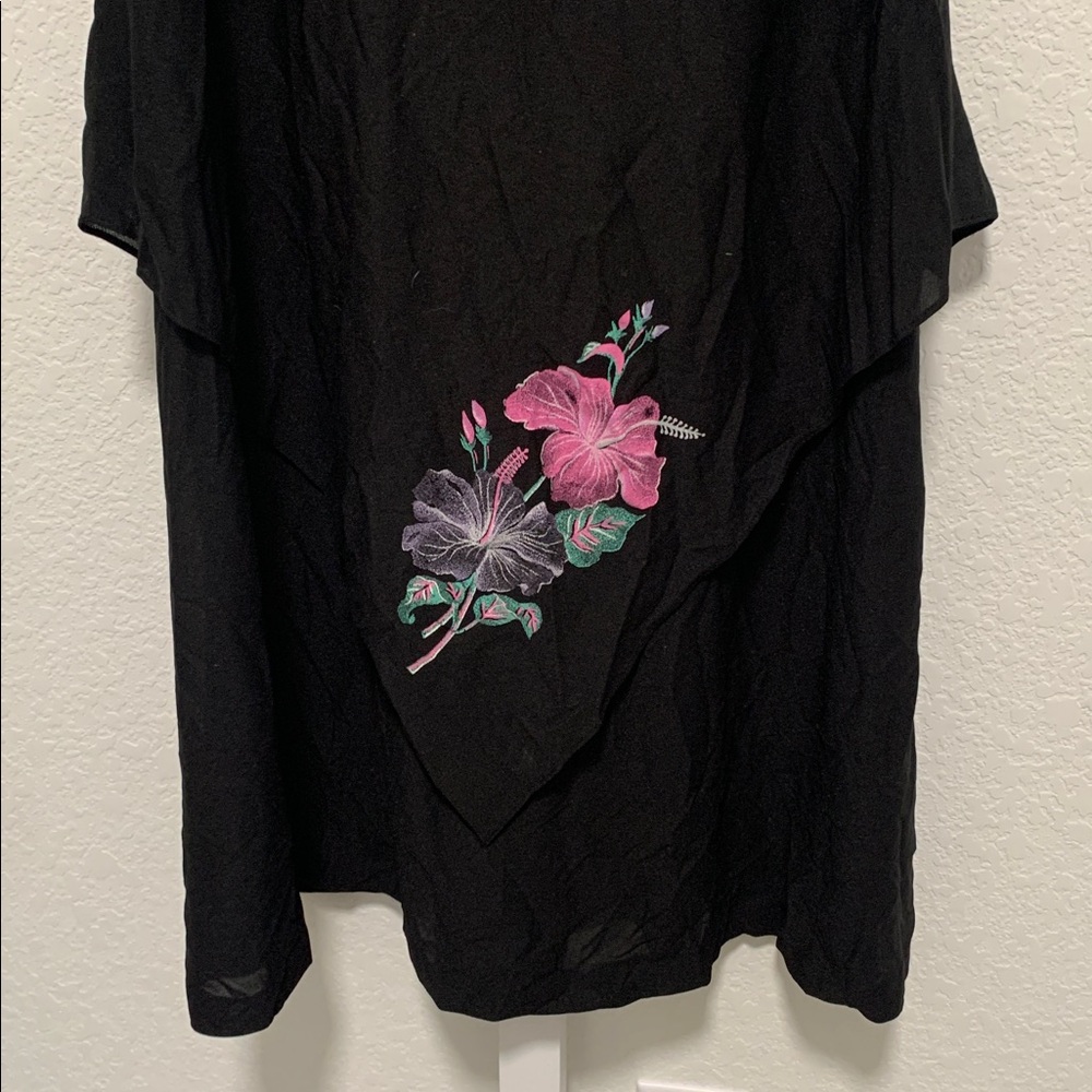 Vintage Gilberti Black Tiered Floral Embroidered Dress - Picture 3 of 10